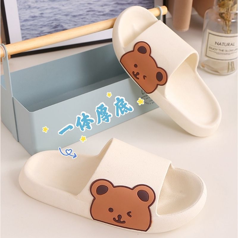 Zapatillas frías para hombres y mujeres, pareja de verano, zapatillas antideslizantes para el hogar interior, lindas zapatillas de oso image 3