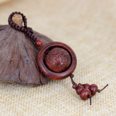 Zambia small leaf sandalwood treasure turning version pendant, necklace pendant, length about 9CM, keychain