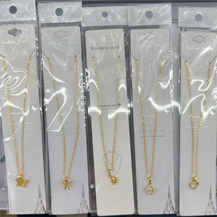 Cross-border gold necklace ladies diamond small pendant clavicle chain micro inlay high sense neck chain small gift necklace wholesale