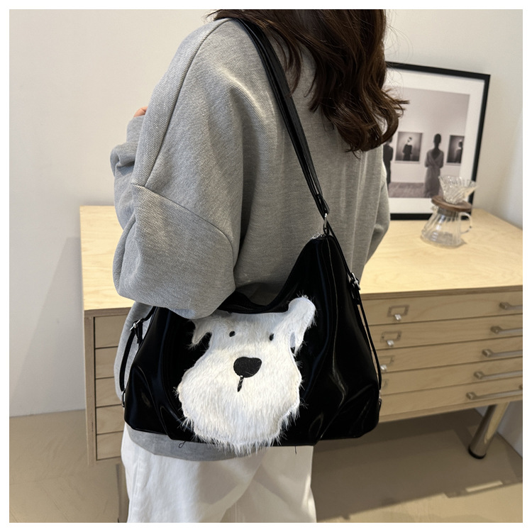 Cute little dog tote bag, women's bag, fashionable new school style backpack, large-capacity commuting single-shoulder bag undefined