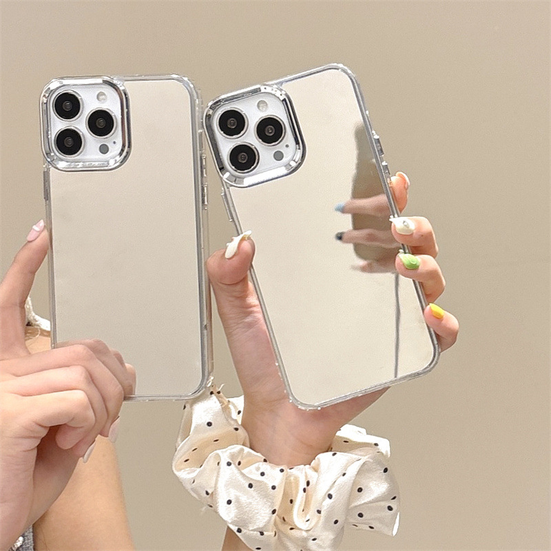 银色镜面适用传音infinixSmart8手机壳HOT50i电镀镜框ITELA60补妆