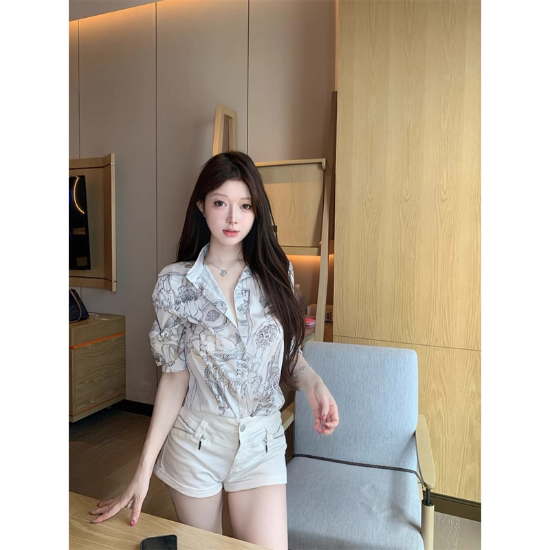 Shirt Tops Thin Light Luxury High-End Shirts 2025 New Hot Style Age-Reducing Foreign Style Summer Long Sleeves