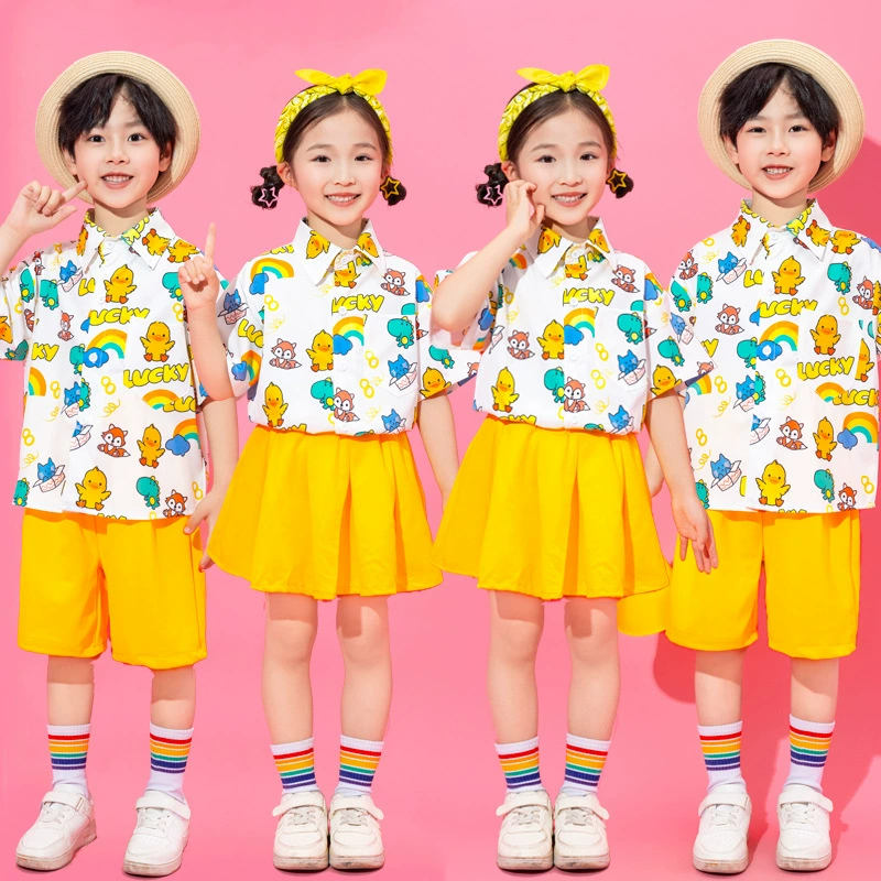 Детские костюмы для выступлений с героями мультфильмов, черлидеры начальной школы, гонконгский стиль, спортивные игры, выступления, детский сад, выпускной сезон, классная форма