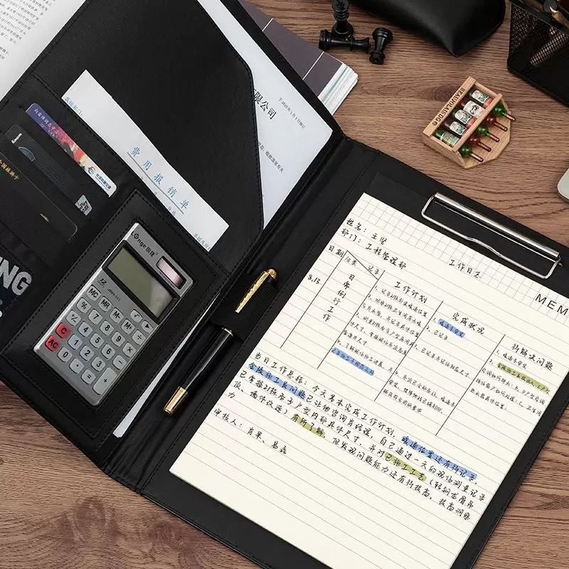 a4商务经理夹多功能文件夹资料夹皮质谈单销售夹合同夹签约本可定