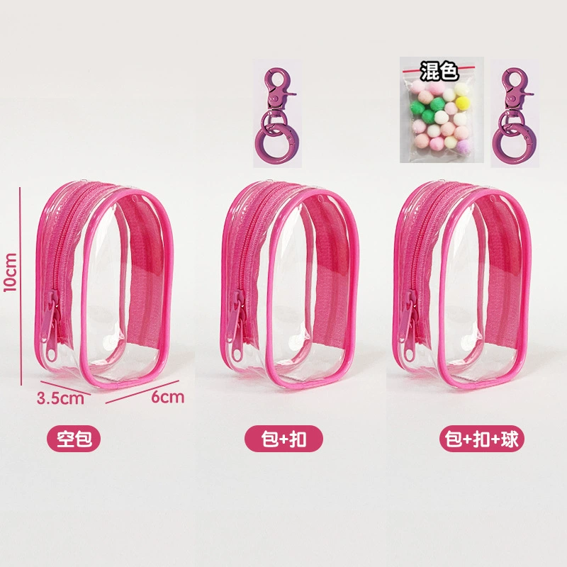 Прозрачная PVC мини-сумка (Bubble Mate) 6×3.5×9–10 см, варианты карабина и молнии