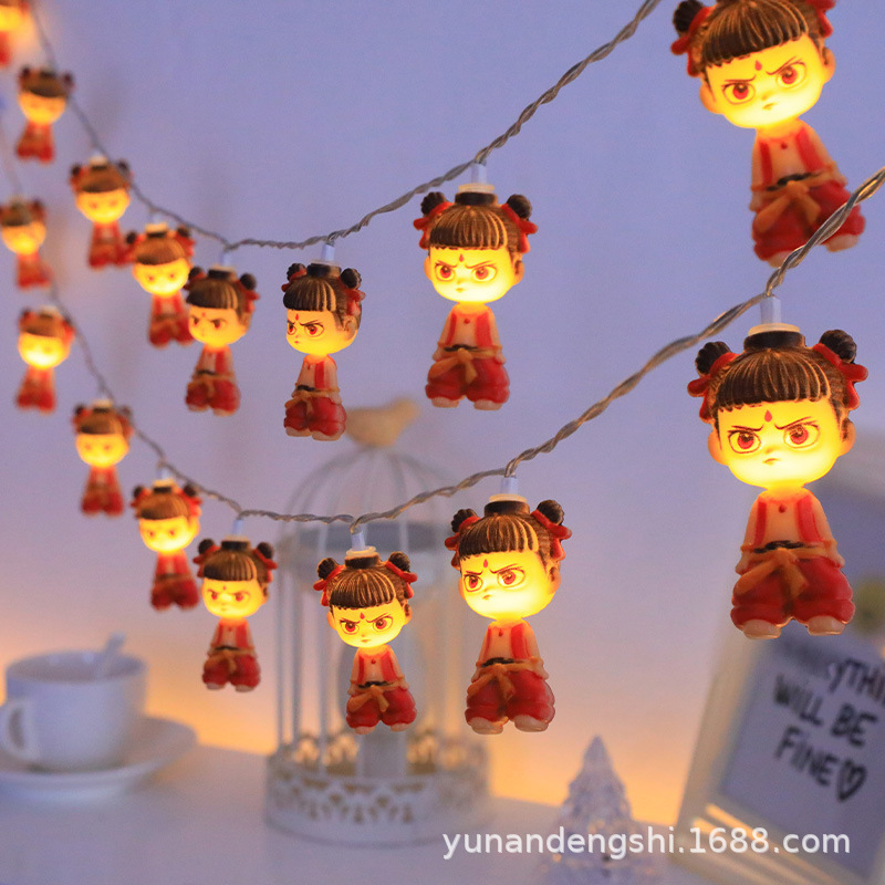 New Magic Child Nezha Battery Box Led String Light Arrangement Room Courtyard Garden Children's Birthday Party Decorative Light New Magic Child Nezha Battery Box Led String Light Arrangement Room Courtyard Garden Children's Birthday Party Decorative Light