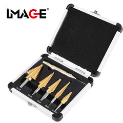 Cross-border titanium-plated 6pc inch aluminum box pagoda drill multi-functional step drill straight groove high-speed steel drill bit expander