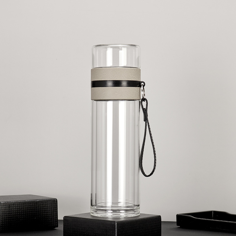 Nueva separación de té taza de té doble capa al aire libre coche aislado taza de agua oficina negocio regalo taza de agua logotipo fijo