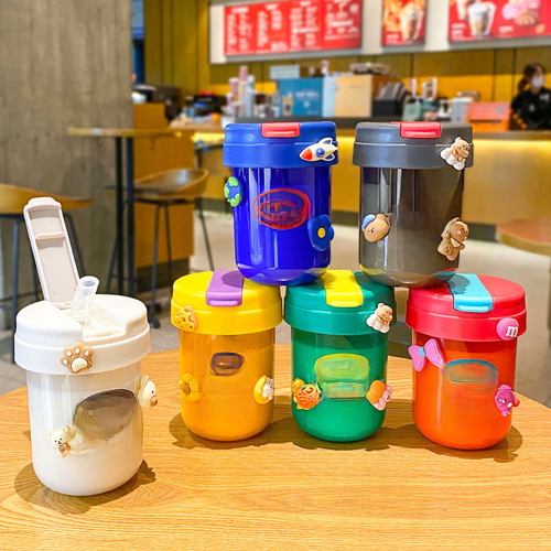 Mini Ton Ton Cup for Girls, Cute Plastic Cup, Simple and Portable, High-Quality Straw Water Cup, Small Capacity Coffee On-the-Go Cup
