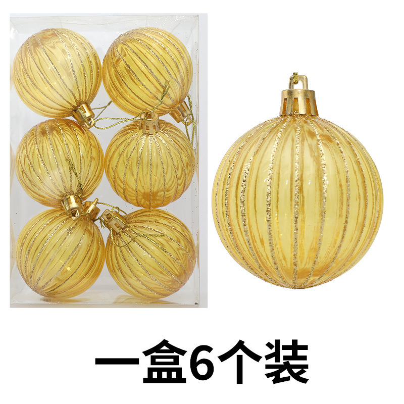 国境を越えた卸売り6cm金色の彩色クリスマスボール装飾道具クリスマスツリー掛け装飾手描きクリスマスボールプラスチック透明|undefined