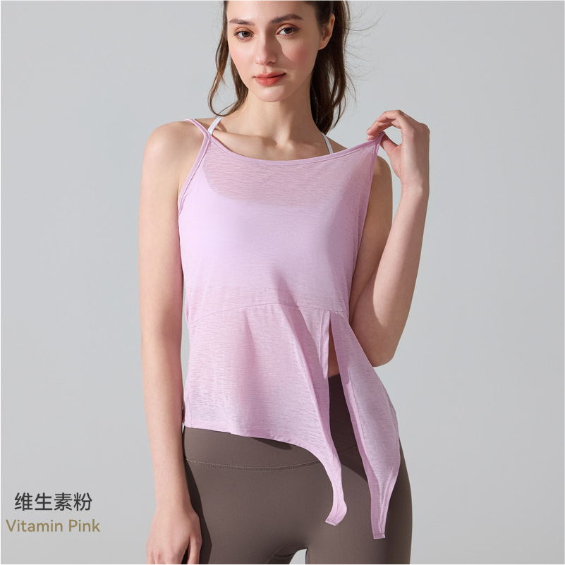 Europa y Estados Unidos transfronterizos camisas de yoga transpirables transpirables sin mangas y bifurcadas, chalecos deportivos, chalecos para correr, chalecos de ejercicios para mujeres