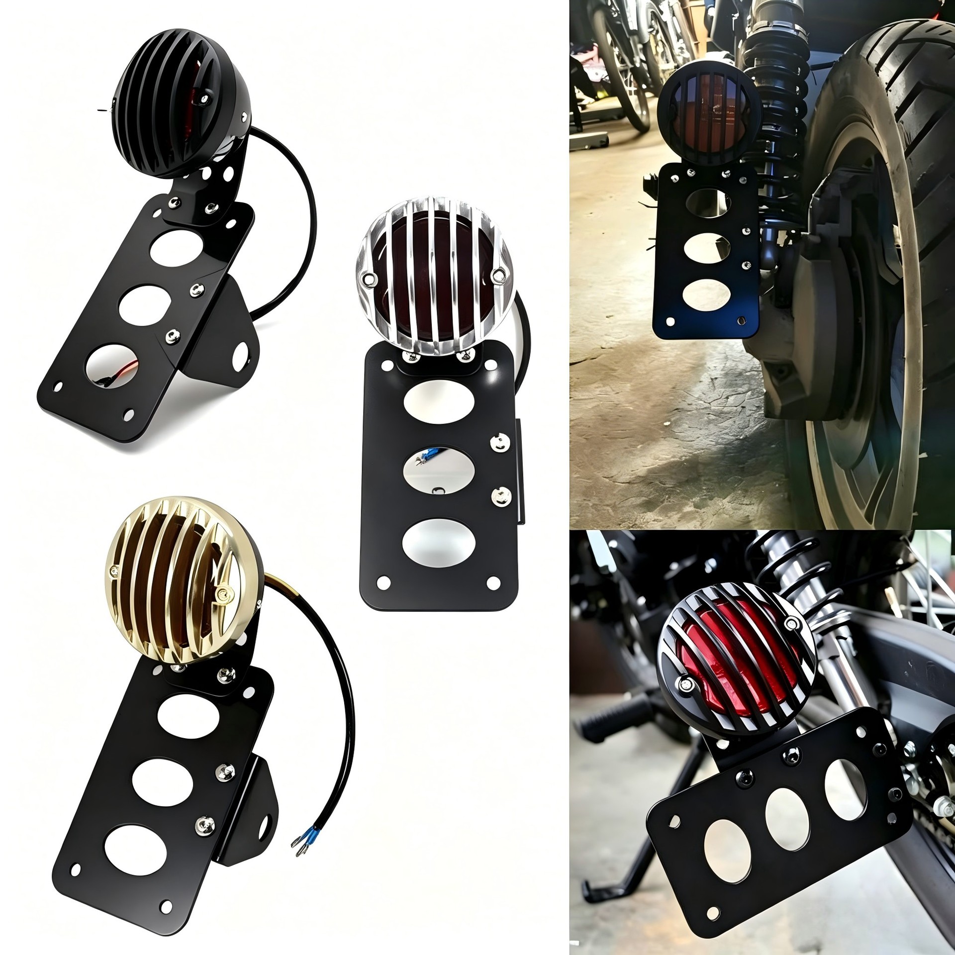 Off-road vehicle and motorcycle modified retro license plate holder with metal cover and tail light, suitable for Harley LED tail lights