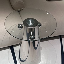 中古网红创意边几设计师简约玻璃不锈钢酒店沙发角几小茶几ω