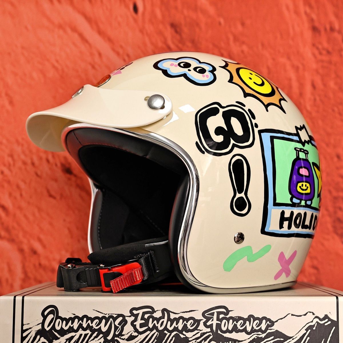 Taiwan JEF Retro 3/4 Motorcycle Helmet Men Women 3C