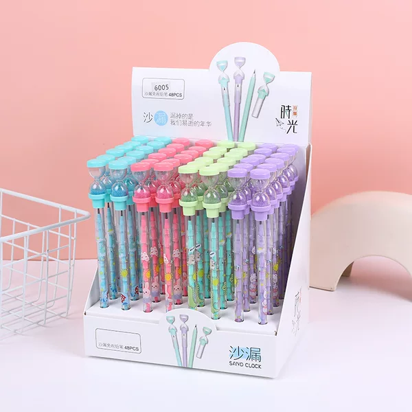 Factory Direct Supply student hourglass egg pen sharpening-free automatic pencil bullet pen wholesale
