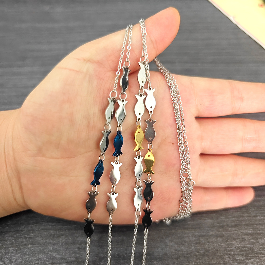 Holiday, Daily, Date Occasion Wholesale Jewelry Marine Style Fish Titanium Steel Jewelry Set