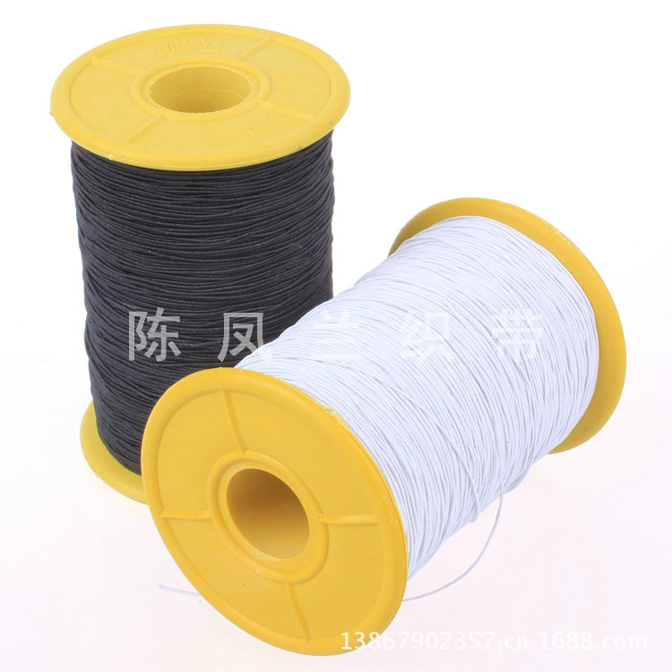 现货涤纶丝细圆黑白松紧带0.06cm 缝纫机底线吊牌线跨境直供批发