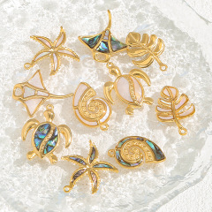 ステンレス海洋シリーズリゾート風海星貝殻ペンダントメッキ18k金DIYアクセサリーペンダント