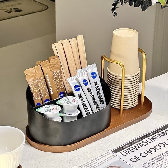 中古风纸杯架一次性杯子取杯器桌面茶几收纳置物架咖啡杯杯架茶杯|undefined