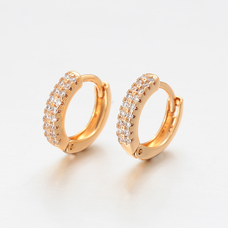Pendientes de Aro con Zirconia de Aleación de Cobre Bañado en Oro de 18K
