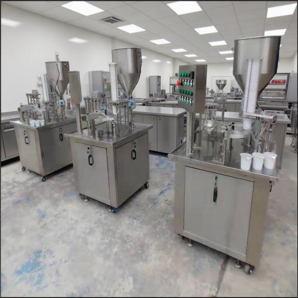 供应杯装调味甜面酱灌装封口机 转盘烤鸭蘸酱充填封盖机