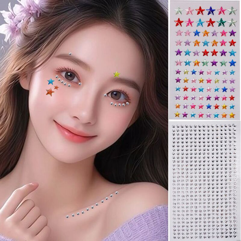 Cross-border Popular Star Makeup Diamond Stickers Nail Art Stickers Diamond Acrylic Kidsren's Face Diamond Stickers Crystal Resin Stickers