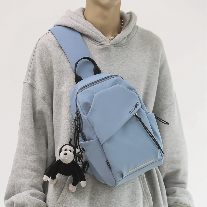 Crossbody Bag for Men, High-End Niche, Versatile Large-Capacity Chest Bag for Students, Simple Ins Trendy Brand Sports Shoulder Bag