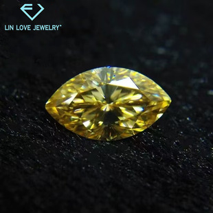 Horse Eye Plated Yellow Mosan Diamond Bare Stone VVS1 Plated Color Wuzhou Factory Wholesale Price Moissanite Yellow Diamond Bare Diamond