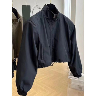 Coat Women's Spring and Autumn 2024 New High-end Sense Chic Vertical Collar Short Casual Small Tooling Elegant Russo