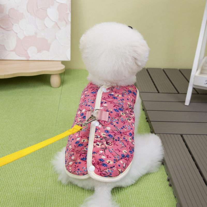宠物猫咪狗狗衣服秋冬装加厚保暖碎花马甲泰迪比熊小型犬国风棉衣|undefined
