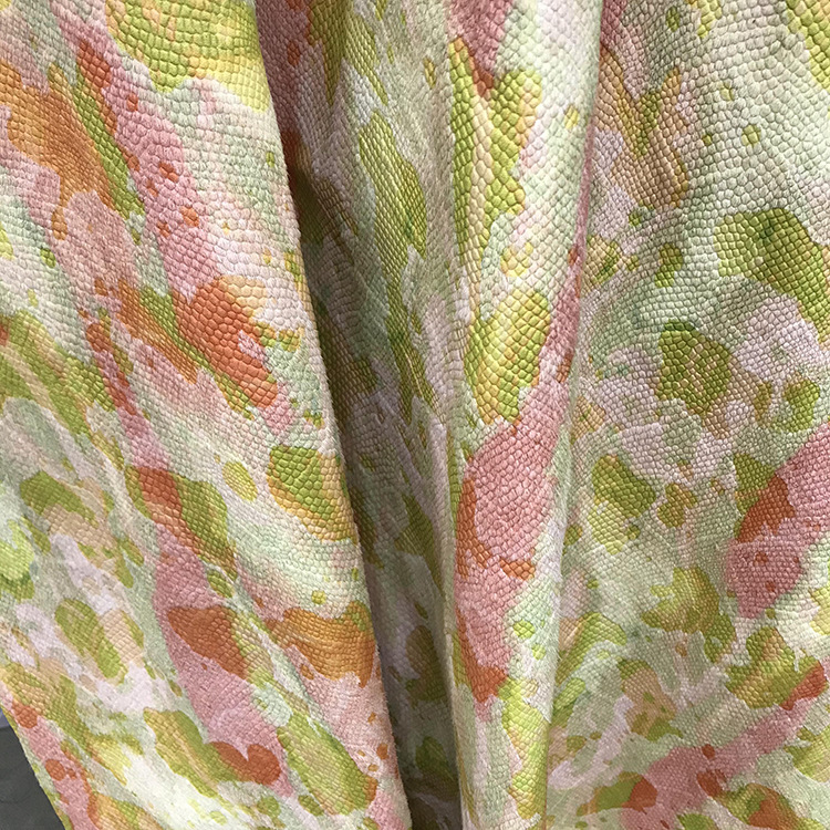 优惠现货皮料鞋包用马毛皮 批发脱花3D彩色压蛇纹马皮革 皮毛一体