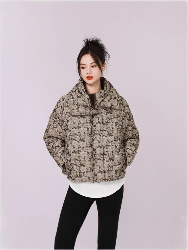 超好看羽绒服女冬季2025新款女士中长款小个子保暖提花白鸭绒外套|undefined