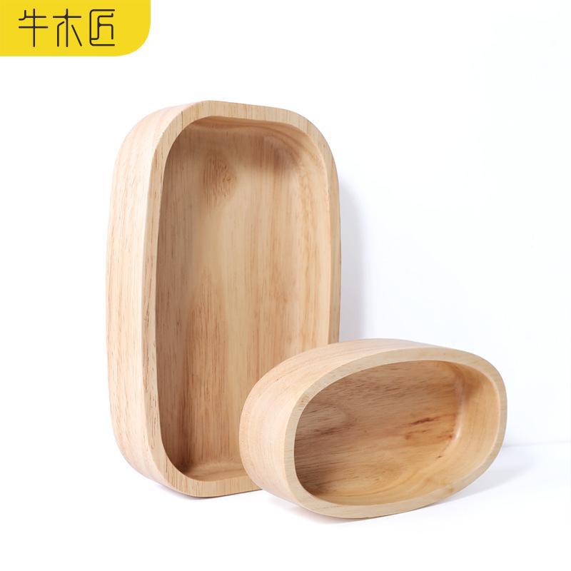 九件套日式船形木碗家用水果沙拉碗甜品创意木制品