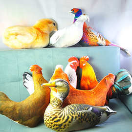 跨境家禽抱枕毛绒玩具布艺家居装饰数码印花仿真逼真