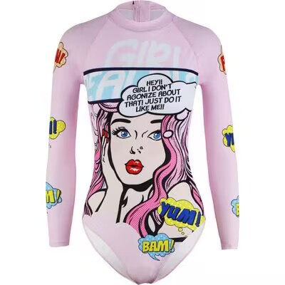 Korean version 2024 new wetsuit for women one-piece quick-drying snorkeling casual surfing long-sleeved swimsuit conservative sun protection wholesale