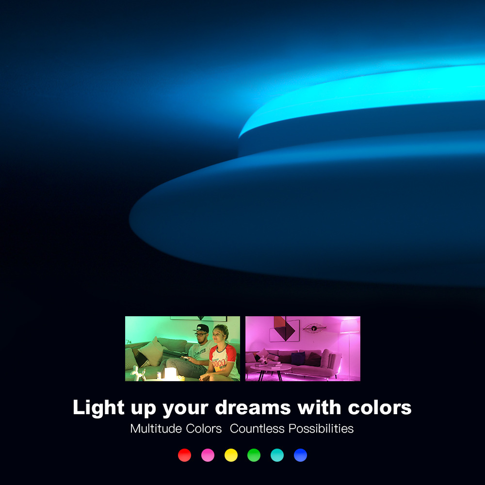 跨境私模智能RGB藍(lán)牙音樂吸頂燈 30CM圓形110V LED燈具廠家定制