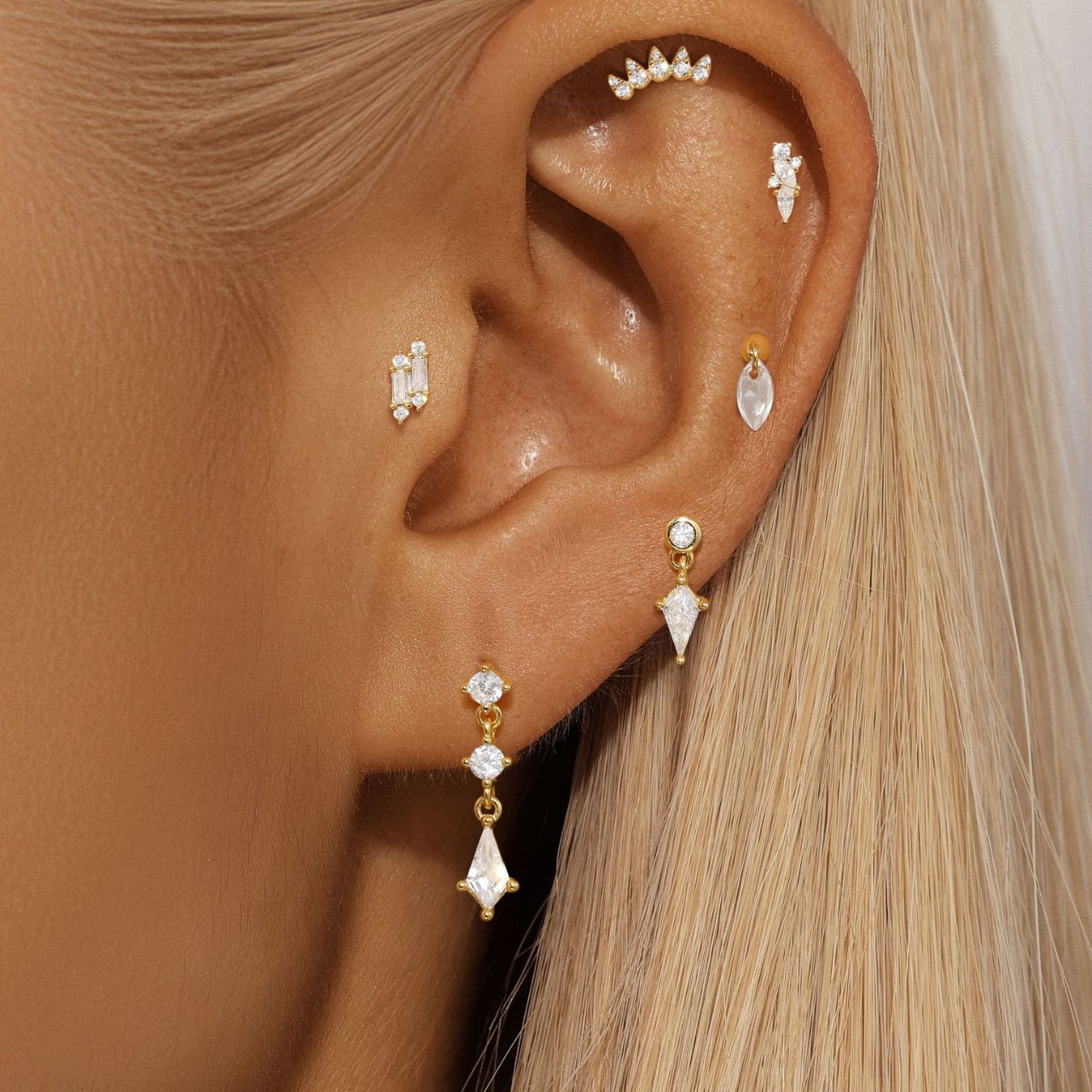 Conjunto de pendientes de diamantes con flecos geométricos clásicos simples de estilo ins simple de plata esterlina s925 transfronteriza europea y americana