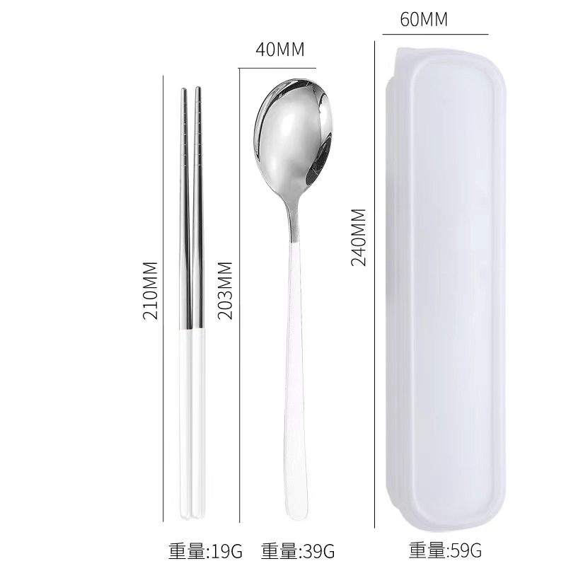Juego de vajilla de acero inoxidable palillos del hogar cuchara coreana tenedor estudiante viaje al aire libre vajilla portátil de tres piezas
