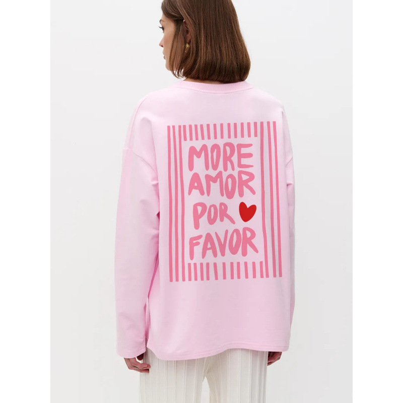 Pure cotton long-sleeve European and American style trendy brand cartoon t-shirt for women, new niche design Pure cotton long-sleeve European and American style trendy brand cartoon t-shirt for women, new niche design