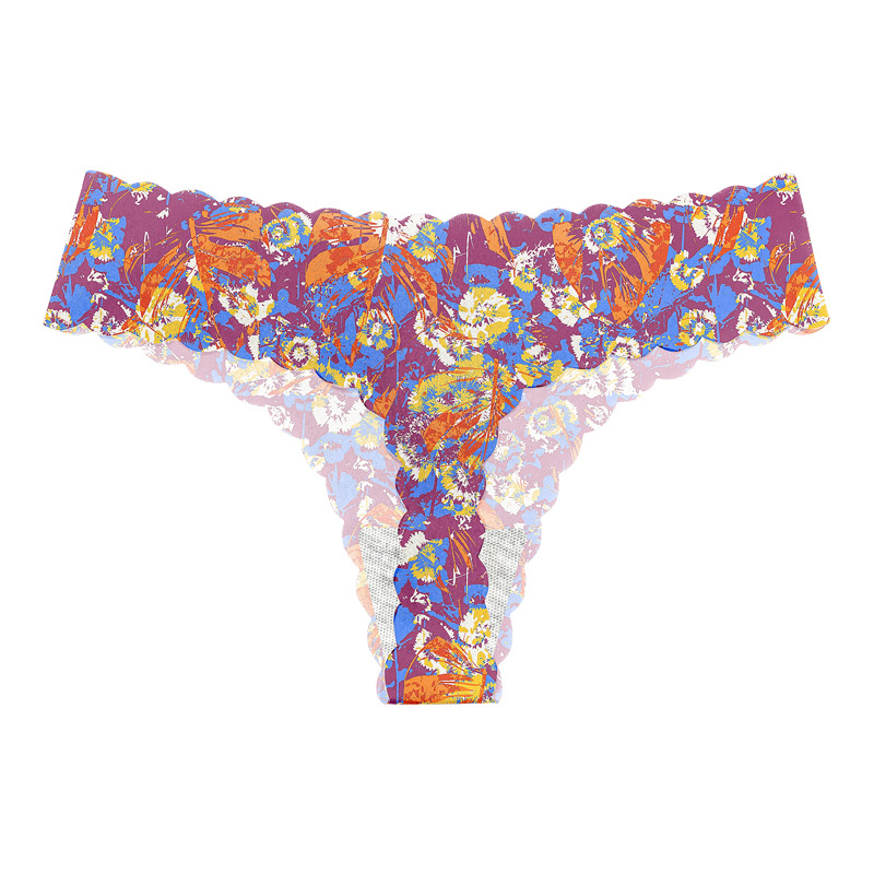 Europa y los Estados Unidos invisibles ondulados impresión sin marcas en forma de T pantalones transpirables de cintura baja deportivo sexy thongs mujeres