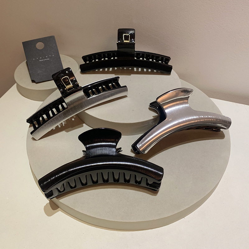 Japanese and Korean Style Sweet and Cool Hair Accessories Metal Wire-drawing Patch Hairpin Back of Head Hair Shark Clip Headwear High-grade Grab Clip