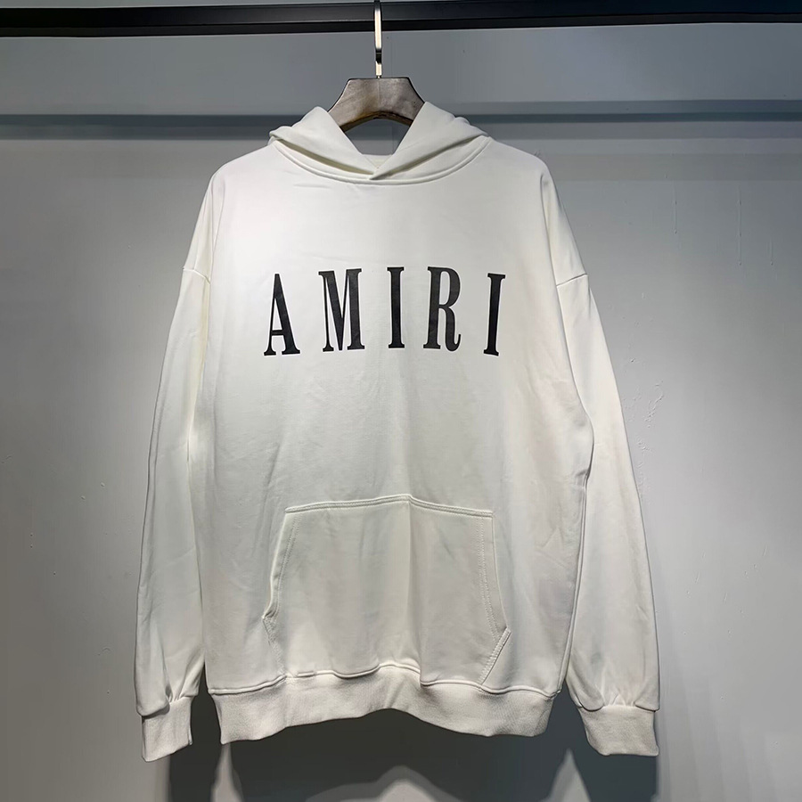 AMIRI suéter colección de letras de impresión transfronterizas 360 gramos de anillo masculino suelto casual sudadera encapuchada