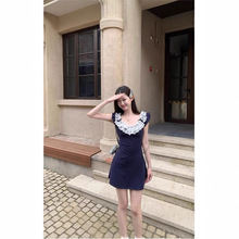 2024新款蕾丝小飞袖连衣裙女夏法式辣妹收腰包臀裙子气质短裙