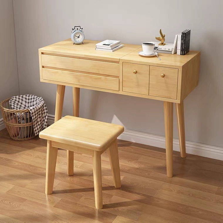Tocador nórdico de madera maciza para alquiler de dormitorio, tocador estrecho multifuncional, nuevo tocador moderno