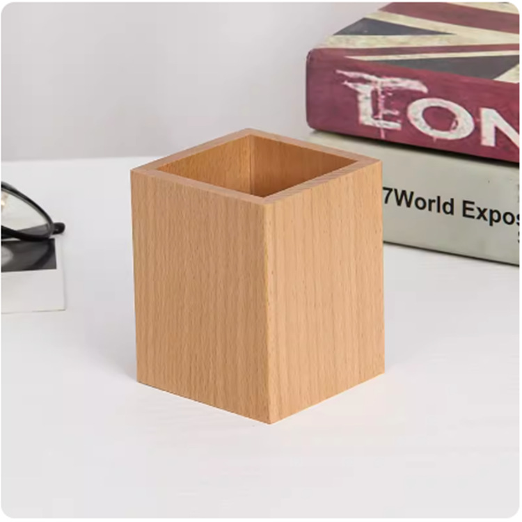 Haya simple estudiante titular de la pluma de madera de registro cuadrado multifuncional caja de almacenamiento de escritorio estudiante de escritorio suministros de decoración