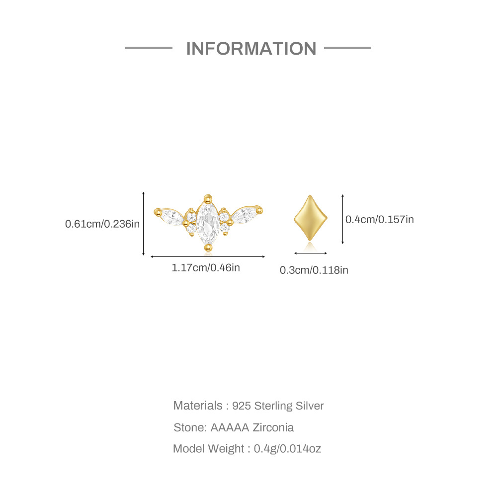 2g Weight Ear Studs Classification Ear Cartilage Rings & Studs Piercing Type 1 Piece Quantity Holiday, Daily Occasion 925 Sterling Silver Material Solid Color Pattern Women's Gender Simple Style, Classic Style Style 1 Piece 925 Sterling Silver Solid Color Ear Studs 2