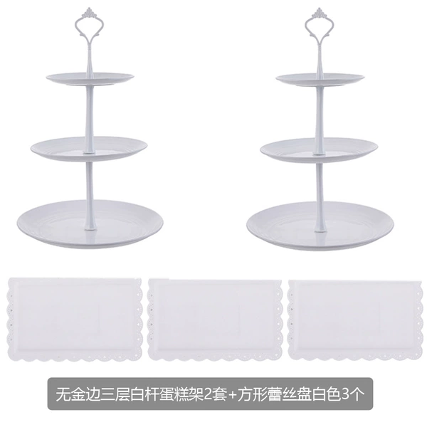 3 -layer white rods of Phnom Penh and 3 sets+3 square lace plates