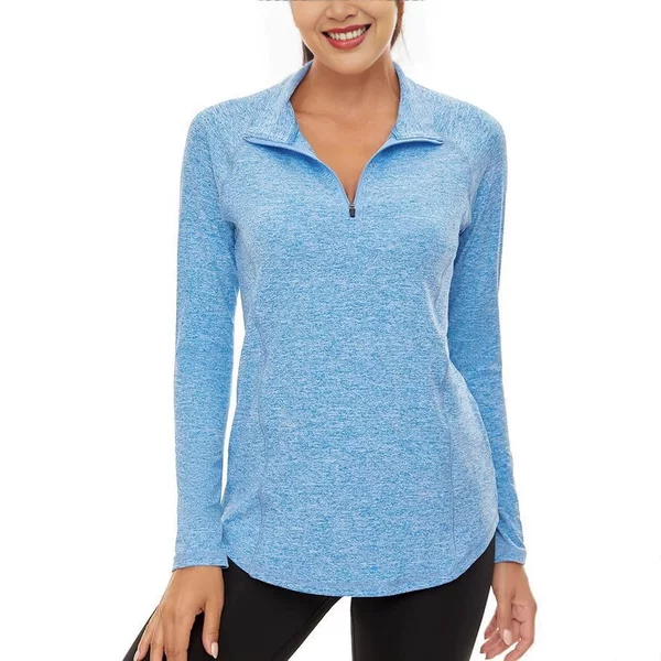 Amazon Cross-Border Zip-Up Pullover Casual Sports Workout Long-Sleeve Loose Moisture-Wicking Yoga Top Short-Sleeve