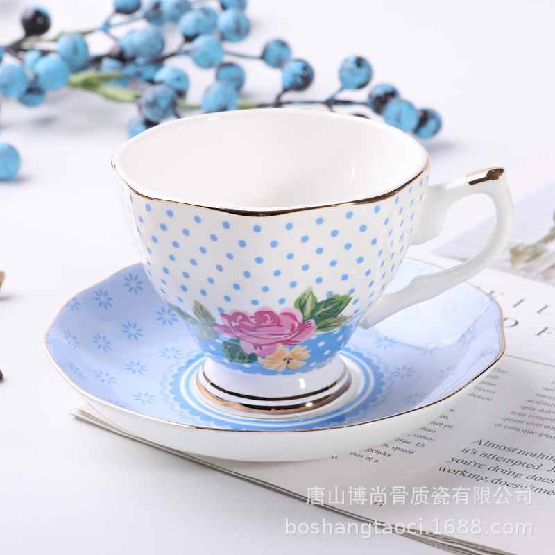 Tangshan hueso porcelana taza de café y plato puede ser impreso regalo recuerdo
