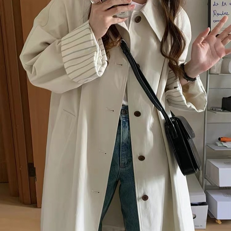 韩系穿搭中长款风衣外套女2025春秋季新款今年流行小个子韩系其它|undefined